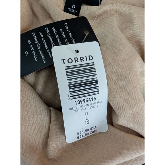 Torrid 0 Womens Champagne Gold Sequin Midi Skirt Elastic Waist Size Large - Picture 16 of 16